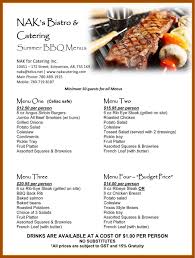A buffet cocktail party is more casual than fine dining. Nak S Bistro Catering Bbq Catering Catering Ideas Food Catering Menu Design