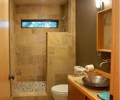 Open Concept Stone Shower With Small Dividing Wall Bathroom Design Layout Small Bathroom Renovations Small Space Bathroom