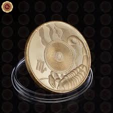 Wr Decorative Art Crafts 24k Gold Coin Zodiac Scorpio Design Constellation Commemorative Coins Commeomerative Coi Commemorative Coins Gold Coins Constellations