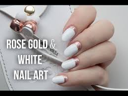 See more ideas about chrome nails, nails, gold chrome nails. Rose Gold White Ruffian Nail Art Youtube