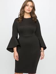 Flare Sleeve Scuba Dress Women S Plus Size Dresses Eloquii Plus Size Black Dresses Flare Sleeve Dress Plus Size Cocktail Dresses