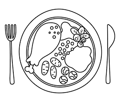 This is your grandma's cooking: Vector Black And White Plate With Traditional Thanksgiving Meal Fork And Knife Outline Roast Turkey With Cranberry Sauce Christmas Or Thanksgiving Festive Food Holiday Outline Meal Illustration 3758452 Vector Art At Vecteezy