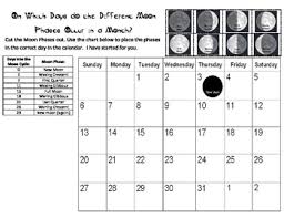 Moon Phase Calendar Cut And Paste Practice How Long Is Each Moon Phase