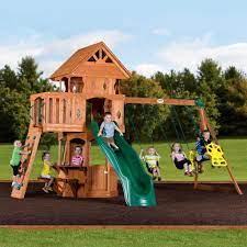 Sky view wooden swing set features swings for up 4 kids at one time, kids picnic table and 15 sq. Backyard Wooden Swing Sets Online