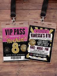White Party Vip Pass 21st Birthday Backstage Pass Concert Etsy Rock Star Party Rockstar Birthday Party Rock Star Birthday