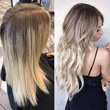 Before And After I Assume The Hairdresser Didn T Just Balayage Blonde But Added A Few Baby Lowlights To Toner For Blonde Hair Blonde Toner Balayage Long Hair