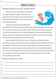 Printable Idiom Worksheets Idioms English Writing Skills Reading Comprehension Worksheets