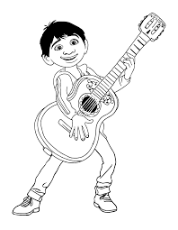 These coco coloring pages feature different character of the movie, just like what you'll find in these inside out coloring pages. Coco Miguel Is Playing The Guitar Cartoon Coloring Pages Coloring Pages Disney Drawings