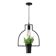Us 1492 5 Offwish Black Flower Basket Green Plant Hanging Lamp Retro Industrial Style Creative Personality Chandelier Clothing Shop Cafe Re In