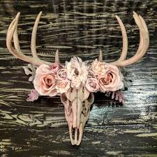 Deer Skull Flower Crown Deer Antler Decor Antlers Decor Animal Skull Decor