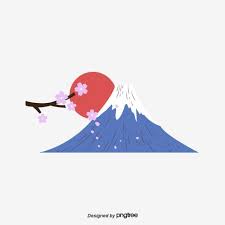 Japanese Cherry Blossom Fuji Mountain Red Sun Creative Material Vector And Png Japanese Cartoon Art Japanese Background Fuji Mountain