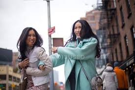 Two Beautiful Asian Women Together At New York Usa Road Cheerful Stock Photo 216400226