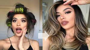 A hair roller or hair curler is a small tube that is rolled into a person's hair in order to curl it, or to straighten curly hair, making a new hairstyle. Blowout With Rollers Big Bouncy Hair Youtube