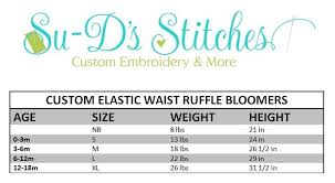 custom elastic waist ruffle bloomers size chart custom