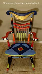Whimsical Hand Painted Chairs And Rockers Fun Bright Colors Http Whimsicalfurniturewonderland Co Painted Chairs Whimsical Furniture Painted Wooden Chairs