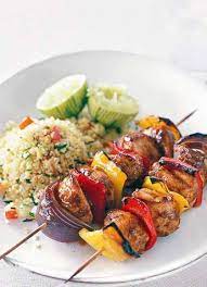 Combine your couscous, chicken, mango, raisins, and scallions. Jerk Chicken Kebabs Recipe Chicken Kebabs Chicken Kebab Recipe Bbq Recipes