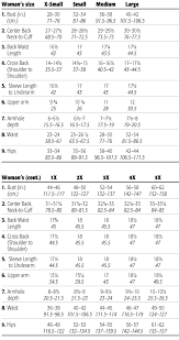 57 all inclusive standard womens size chart