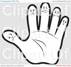 Middle finger coloring page ~great for adults that like to color but prefer something edgier than the average coloring designs. Royalty Free Rf Clipart Illustration Of A Coloring Page Outline Of A Hand With Finger Faces By Lal Perera 228010