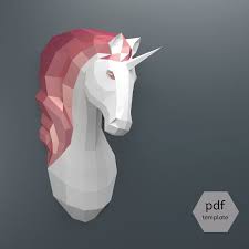 Pdf Unicorn Pattern Papercraft Make Your Own Papercraft Unicorn Trophy Faux Taxidermy Unicorn Template Diy Unicorn Head 3d Puzzle Mit Bildern 3d Papier Handwerk Papierskulpturen 3d Origami
