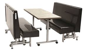 Mobile Folding Cafeteria Booths By Amtab Create A Lunch Room In Any Multi Use Space Booth Table Lunch Room Hall Furniture