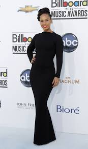 Alicia Keys Fashion Black Floor Length Dress Celebrities