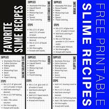 Printable Slime Recipes For Kids Science Activities Slime Recipe Slime Homemade Slime Recipe