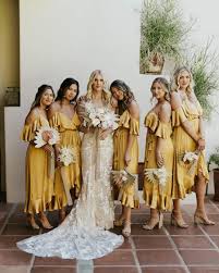 Second Only To Rust Coloured Bridemaid Dresses This Fun Loving Bohemian Yellow Silk Is Yellow Bridesmaid Dresses Spring Bridesmaid Dresses Yellow Bridesmaids