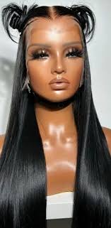 13x5x1 Long Straight Black Lace Front Wig For Women Pre Plucked Glueless 32  inch