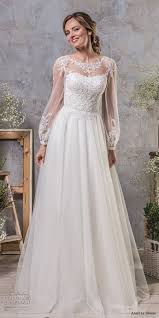 Bishop Sleeve Wedding Dress Amelia Sposa Fall 2018 Bridal Long Bishop Sleeves Illusion Jewel Semi Sweetheart Neckline Heavily Emb A Line Wedding Dress Wedding Dresses Wedding Dresses Lace