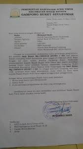 Aneh Surat Permohonan Pengunduran Sekdes Oleh Keuchik Kepada Bupati Tidak Dilengkapi Nomor Surat