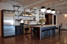 To give your kitchen more of an industrial feel, put in a stainless steel. Industrial Modern Kitchen With Blue Cabinets Industrial Kuche New York Von Columbia Cabinets