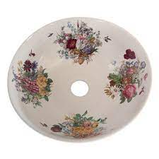 Briar rose antique™ ceramic handle insets and skirts for bathroom sink f. Small Hand Painted Floral Vessel Sink Painted Bathroom Bathroom Decor Bathroom Sink