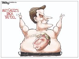 Seuss comic had a person wearing a lindbergh sash patting a water matt gaetz who introduced a bill to terminate the environmental protection agency is the swamp. Political Cartoon U S Matt Gaetz Back Tattoo The Week