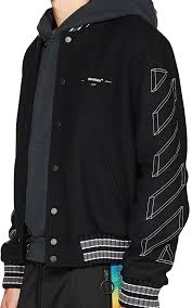 Black And White Varsity Jacket Womens Off White C O Virgil Abloh 3d Striped Wool Blend Varsity Jacket Barneys New York Varsity Jacket Outfit Off White Jacket Varsity Jacket