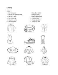 Esl printable clothes and accessories vocabulary worksheets, picture dictionaries, matching exercises, word search and crossword puzzles, missing letters in words and unscramble the. Clothing In English Color Worksheet 1 Teaching Resources