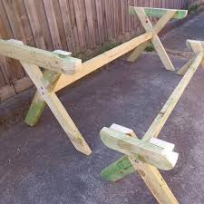 Ft Inch Version Cross Leg Picnic Table And Bench Woodworking Plans Picnic Table Woodworking Bench Plans Woodworking Plans