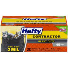 Our cleaning supplies category offers a great selection of trash bags and more. Hefty Heavy Duty Large Contractor Trash Bags 45 Gallon 20 Bags 2 Mils Walmart Com Walmart Com