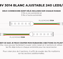 Ruban LED iP20 24V 3014 Blanc Chaud Blanc Froid Ajustable à 240 LEDs/m - 5m  (Ruban seul)