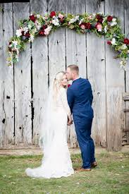Love This Burgundy Floral Backdrop For A Rustic Wedding Ceremony At A Barn In Cincinnati Kmc Floral Backdrop Rustic Wedding