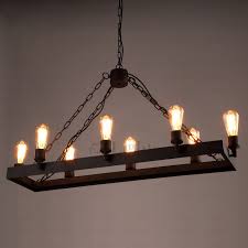 Rustic 8 Light Wrought Iron Industrial Style Lighting Fixtures