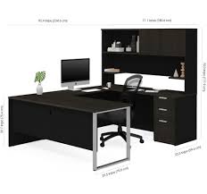 Mayline sorrento series u shaped bowfront desk with bridge. 92 X 71 Deep Gray Black U Shaped Desk Hutch By Bestar Officedesk Com