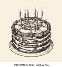 祝你生日快乐蛋糕燃烧的蜡烛。 草图矢量插图库存矢量图（免版税）533662786
