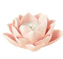 Pretty Home Ceramic Lotus Candle Holder Handmade Petals Style Flower Tea Lights Holder Home & Tabletop Centerpiece Decoration (Pink)