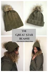The Great Star Beanie A Free Crochet Pattern Crafting For Weeks Crochet Quick Crochet Patterns Crochet Hat Pattern