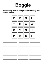Boggle Word Game Practice K5 Worksheets Word Puzzles For Kids Making Words Word Games For Kids