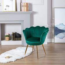 Modern Green Velvet Accent Armchair Chair With Gold Plated Metal Legs Home Living Room Kitchen Furniture Seats Seating Petal Design In 2021 Home Living Room Living Room Inspo Velvet Dining Chairs