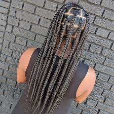 Black And Blonde Jumbo Knotless Braids Book Under Knotless Box Braids Box Braids Hairstyles Box Braids Styling Large Box Braids