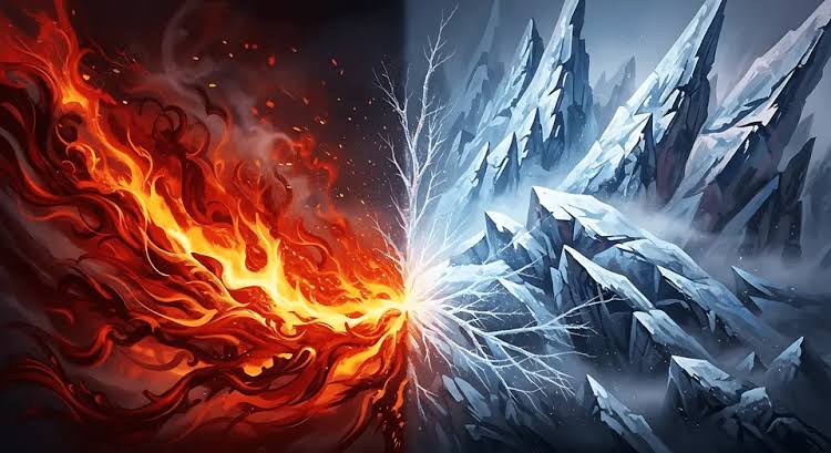 The final clash of pure volcanic heat against necrotic frost, do AI tạo