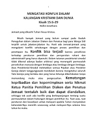 Contoh karangan spm memupuk semangat kejiranan dalam kalangan masyarakat. Mengatasi Konflik Dalam Kalangan Kristiani Dan Dunia