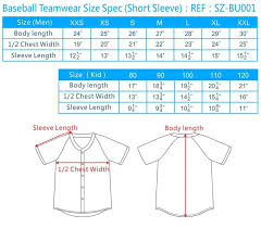 Baseball Jersey Sizing Baseball Jerseys Size Chart